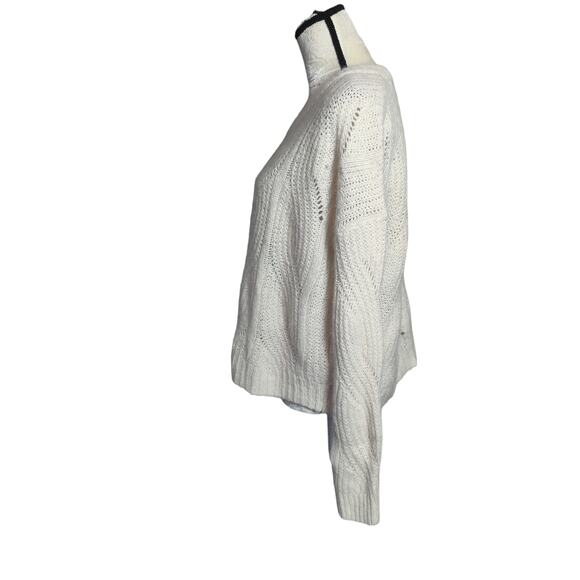 Madewell Womens Sz S Fawn Pointelle Pullover Sweater Cream Alpaca Blend Oversize - Picture 4 of 6